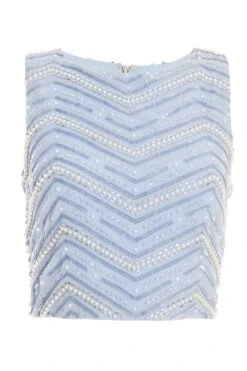 Blue Beaded Crop Top