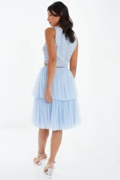 Blue Tulle Skater Skirt -Chic Summer Shop 00100036840 XB