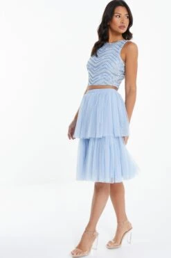 Blue Tulle Skater Skirt -Chic Summer Shop 00100036840 XS
