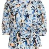 Blue Smudge Print Peplum Top 2 Blue Smudge Print Peplum Top -Chic Summer Shop 00100036845 ZM