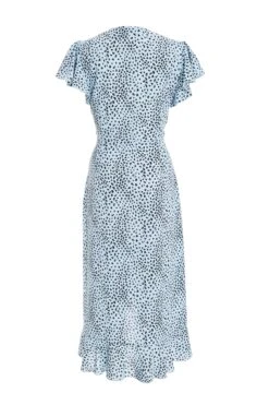 Blue Animal Print Frill Sleeve Midi Dress -Chic Summer Shop 00100036864 ZB