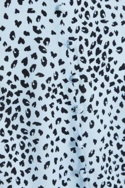 Blue Animal Print Frill Sleeve Midi Dress -Chic Summer Shop 00100036864 ZS