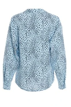 Blue Satin Animal Print Wrap Top -Chic Summer Shop 00100036869 ZB