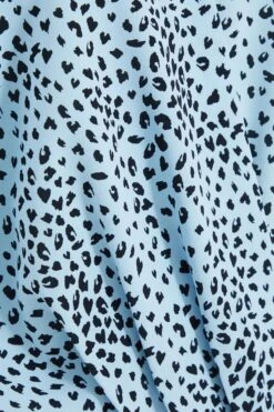 Blue Satin Animal Print Wrap Top -Chic Summer Shop 00100036869 ZS
