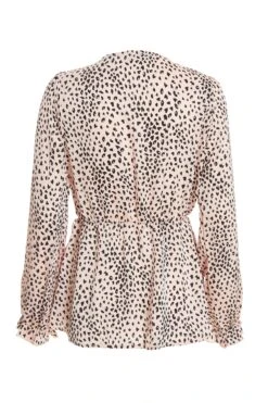 Pink Satin Animal Print Peplum Top -Chic Summer Shop 00100036870 ZB