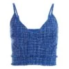 Royal Blue Checked Boucle Crop Top -Chic Summer Shop 00100036877 ZM
