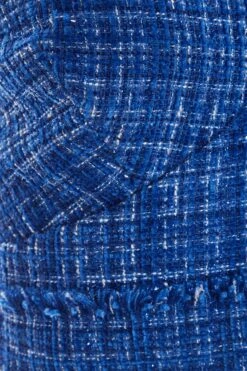 Royal Blue Checked Boucle Crop Top -Chic Summer Shop 00100036877 ZS