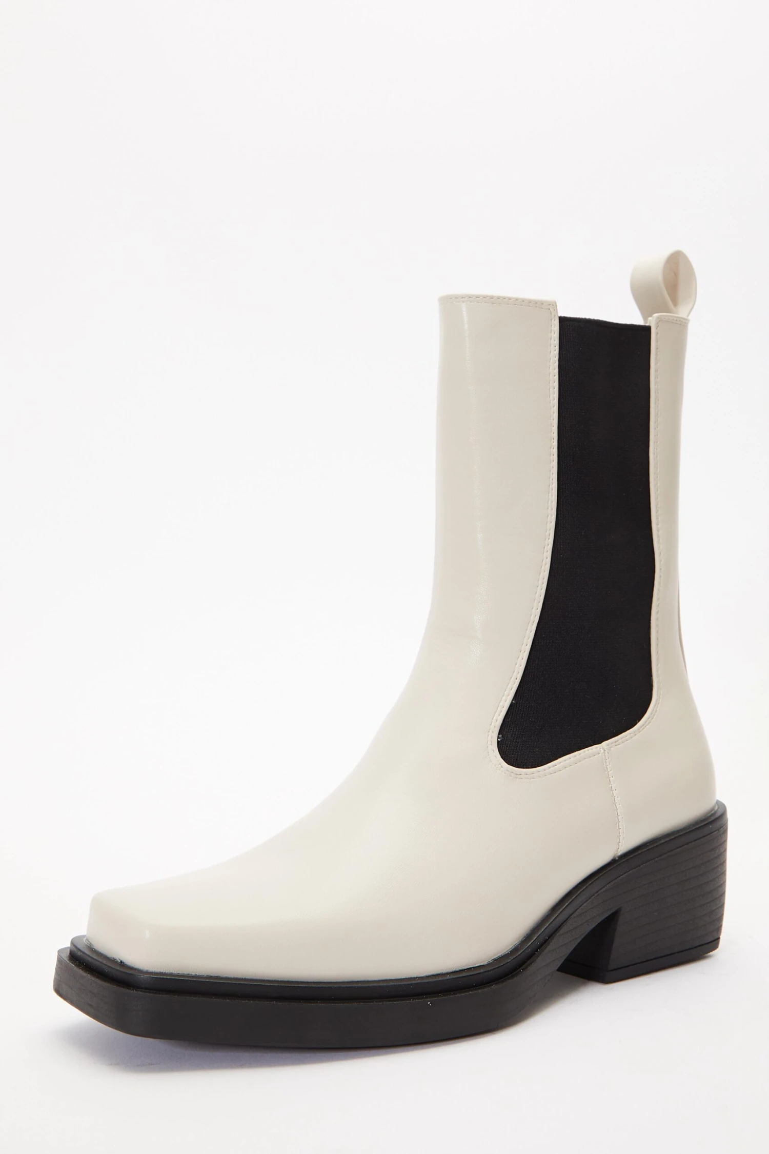 Cream Faux Leather Elasticated Western Boots 5 Cream Faux Leather Elasticated Western Boots - Image 3