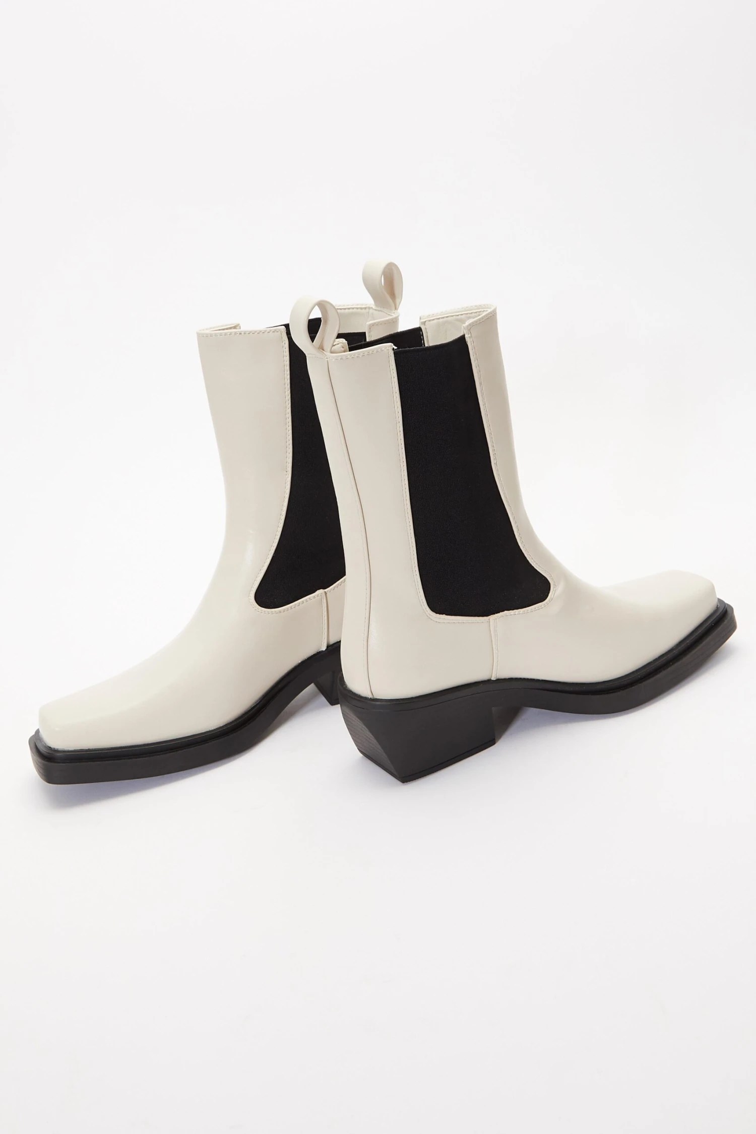 Cream Faux Leather Elasticated Western Boots 6 Cream Faux Leather Elasticated Western Boots - Image 4