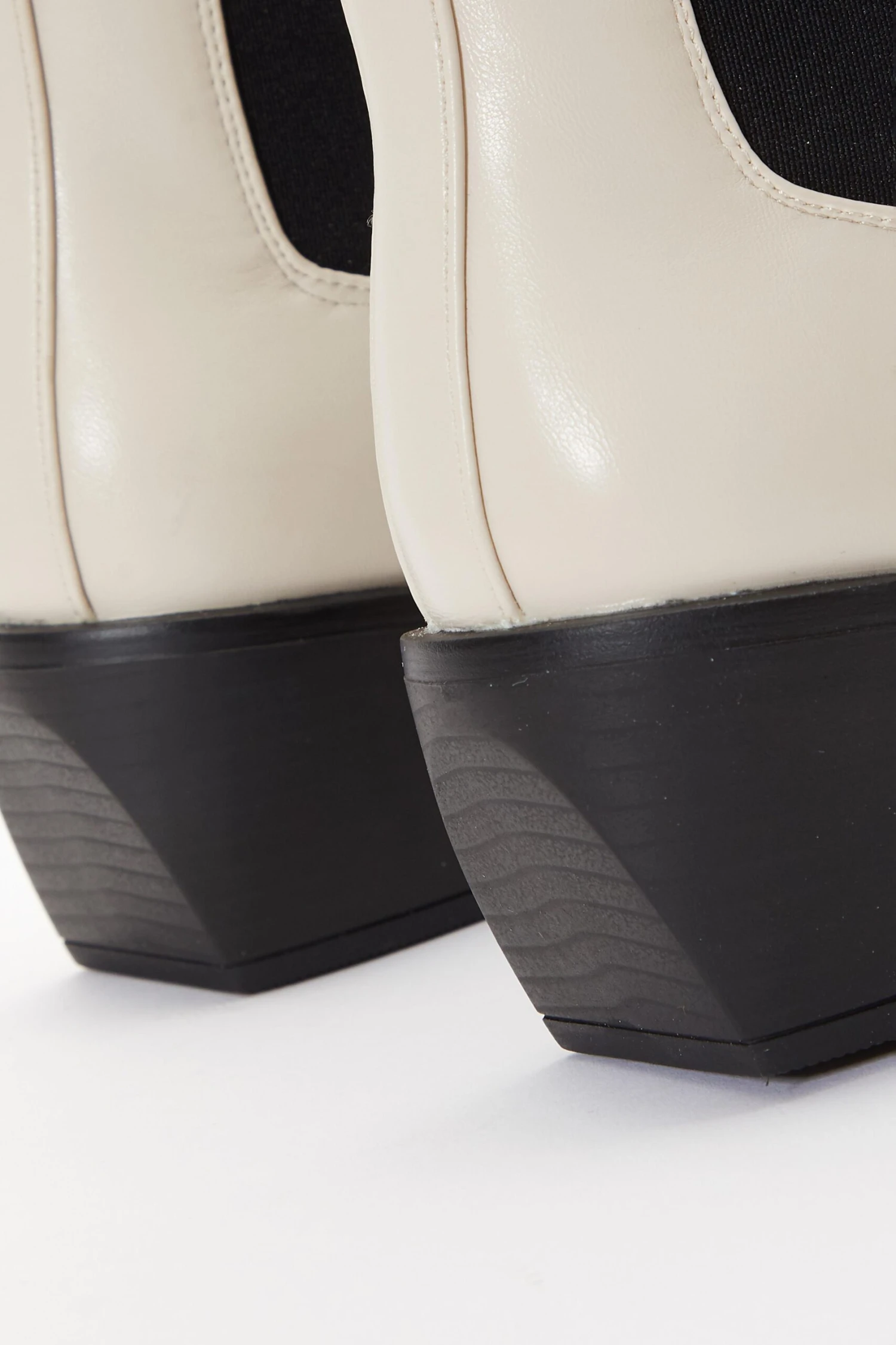 Cream Faux Leather Elasticated Western Boots 7 Cream Faux Leather Elasticated Western Boots - Image 5