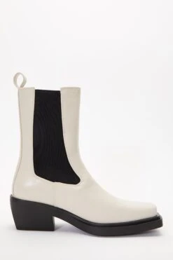 Cream Faux Leather Elasticated Western Boots 13 Cream Faux Leather Elasticated Western Boots -Chic Summer Shop 00100036893 ZS