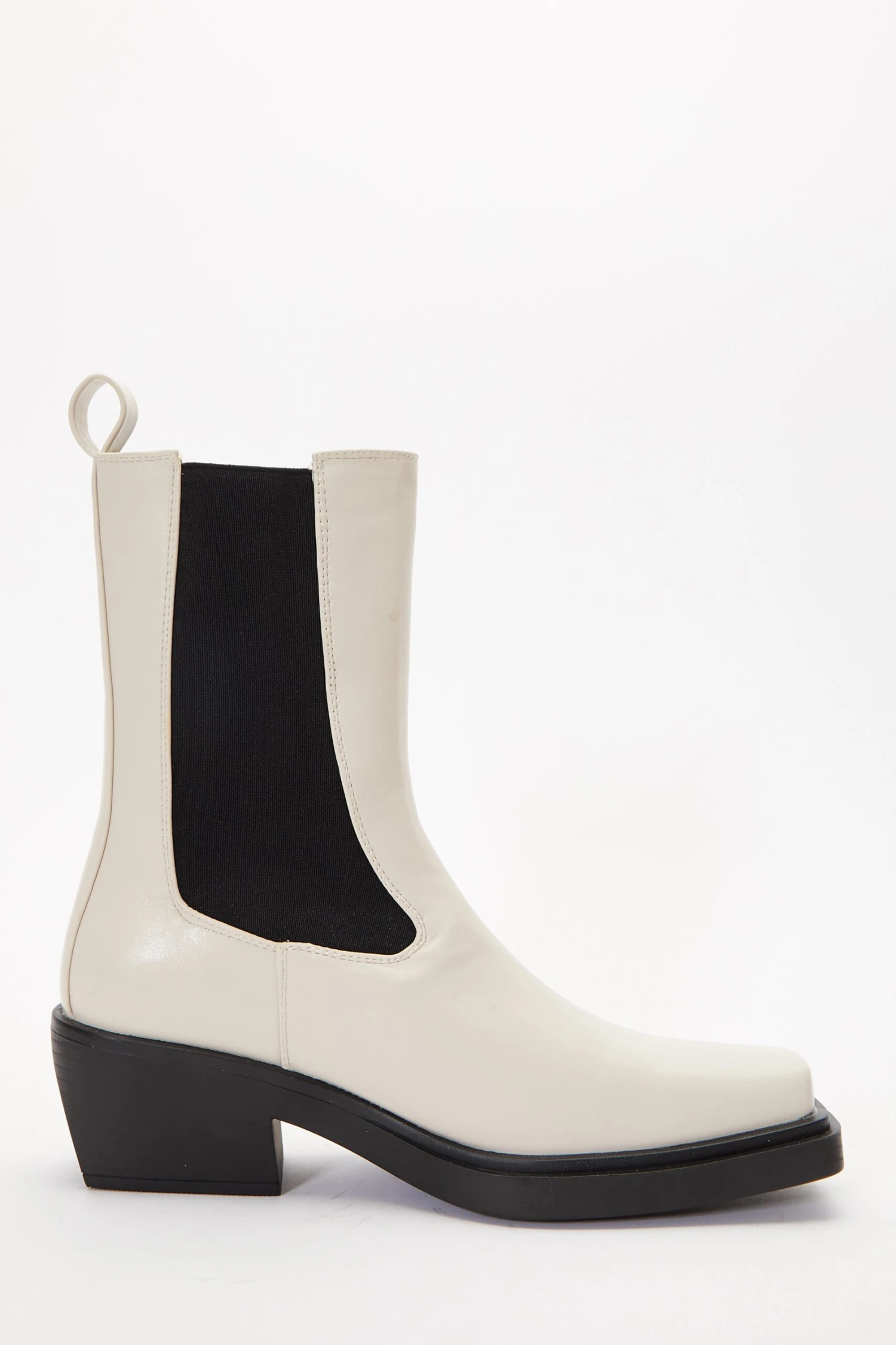 Cream Faux Leather Elasticated Western Boots 8 Cream Faux Leather Elasticated Western Boots - Image 6