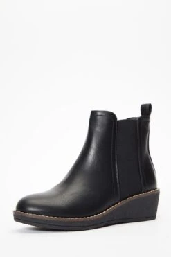 Black Wedge Ankle Boots -Chic Summer Shop 00100036901 XB