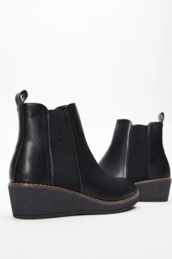 Black Wedge Ankle Boots -Chic Summer Shop 00100036901 XS