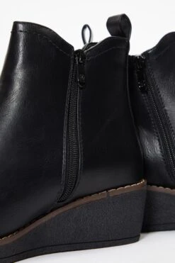 Black Wedge Ankle Boots -Chic Summer Shop 00100036901 ZB