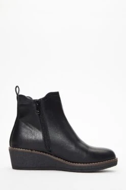 Black Wedge Ankle Boots -Chic Summer Shop 00100036901 ZS