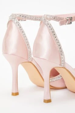 Pink Satin Diamante Trim Court Heels -Chic Summer Shop 00100036960 ZB