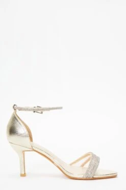 Gold Foil Diamante Mesh Low Heels -Chic Summer Shop 00100036968 ZS