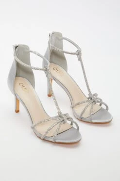 Grey Satin Diamante T-Bar Heeled Sandals 11 Grey Satin Diamante T-Bar Heeled Sandals -Chic Summer Shop 00100036979 XS