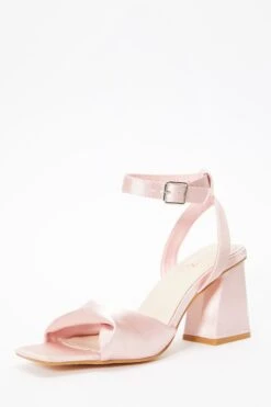 Pink Satin Block Heel Sandals -Chic Summer Shop 00100036981 XB