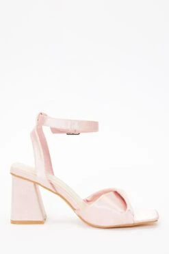 Pink Satin Block Heel Sandals -Chic Summer Shop 00100036981 ZS