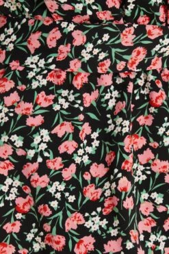 Black Floral Print Crochet Peplum Top -Chic Summer Shop 00100036992 ZS