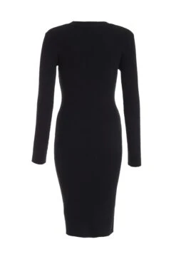Black Knitted Button Midi Dress -Chic Summer Shop 00100036994 ZB
