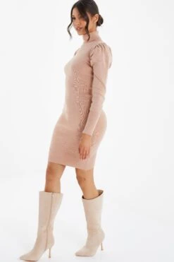 Stone Knitted Puff Sleeve Dress -Chic Summer Shop 00100036995 XS