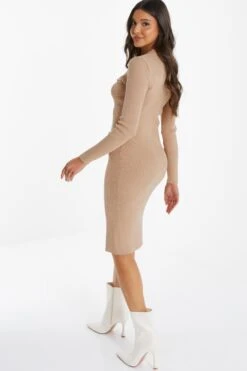 Stone Knitted Button Midi Dress -Chic Summer Shop 00100036996 XB