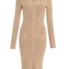 Stone Knitted Button Midi Dress -Chic Summer Shop 00100036996 ZM