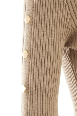 Stone Knitted Button Turtle Neck Midi Dress -Chic Summer Shop 00100036997 ZS