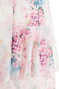 Light Pink Chiffon Floral Tiered Midi Skirt -Chic Summer Shop 00100037025 ZS
