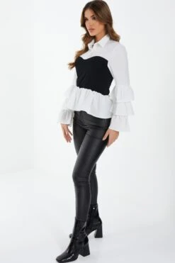 White Corcet Style Frill Shirt 11 White Corcet Style Frill Shirt -Chic Summer Shop 00100037039 XS