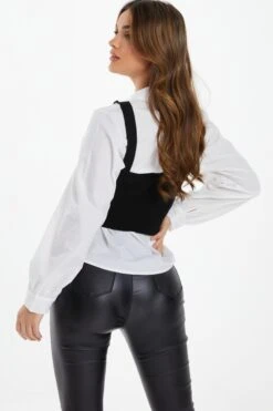 Black Two In One Knitted Vest Shirt 10 Black Two In One Knitted Vest Shirt -Chic Summer Shop 00100037046 XB