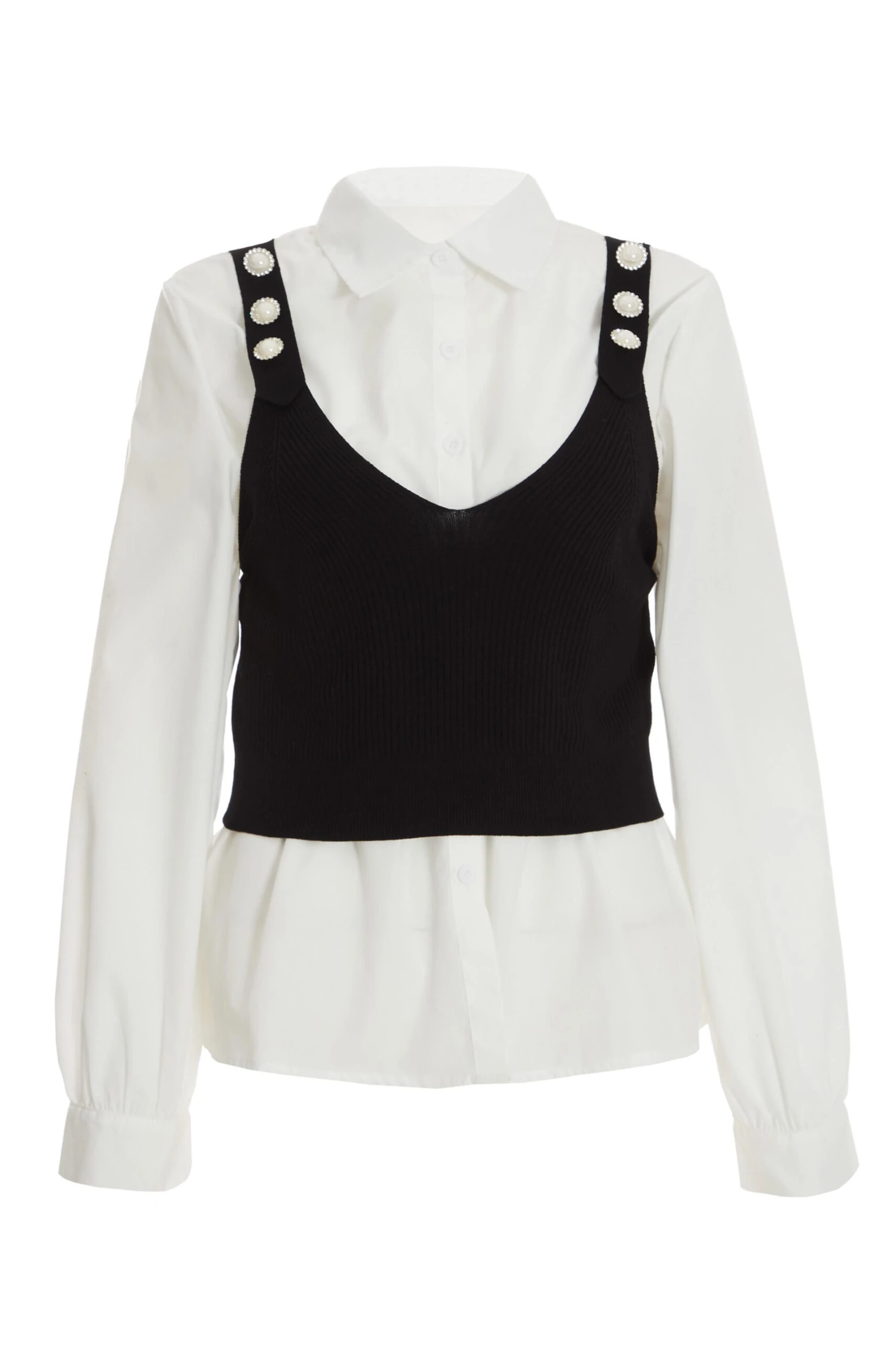 Black Two In One Knitted Vest Shirt 3 Black Two In One Knitted Vest Shirt