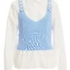 Blue Two In One Knitted Vest Shirt -Chic Summer Shop 00100037048 ZM