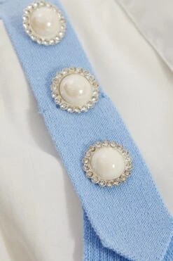 Blue Two In One Knitted Vest Shirt -Chic Summer Shop 00100037048 ZS