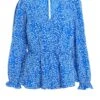 Blue Smudge Animal Print Peplum Top 2 Blue Smudge Animal Print Peplum Top -Chic Summer Shop 00100037067 ZM