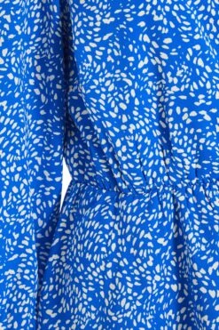 Blue Smudge Animal Print Peplum Top -Chic Summer Shop 00100037067 ZS