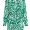 Green Satin Aztec Wrap Playsuit -Chic Summer Shop 00100037098 ZM