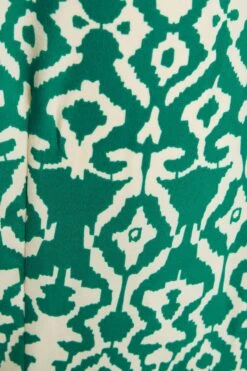 Green Satin Aztec Wrap Midi Dress -Chic Summer Shop 00100037099 ZS