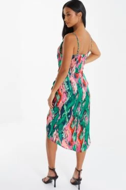 Petite Multicoloured Brush Stroke Midi Dress -Chic Summer Shop 00100037109 XB