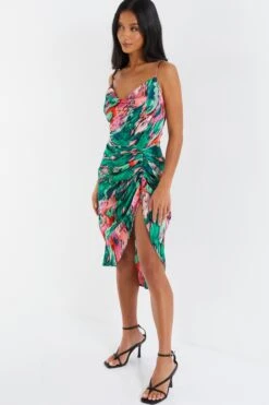 Petite Multicoloured Brush Stroke Midi Dress -Chic Summer Shop 00100037109 XS