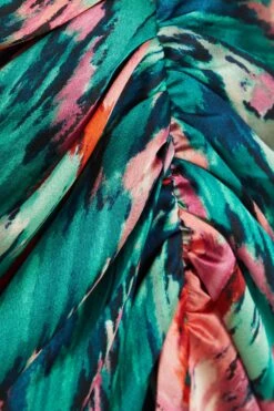 Petite Multicoloured Brush Stroke Midi Dress -Chic Summer Shop 00100037109 ZS