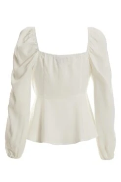 Cream Satin Ruched Top -Chic Summer Shop 00100037133 ZB