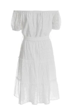 White Broderie Bardot Mini Dress -Chic Summer Shop 00100037176 ZB