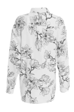 Cream Floral Long Sleeved Shirt -Chic Summer Shop 00100037179 ZB
