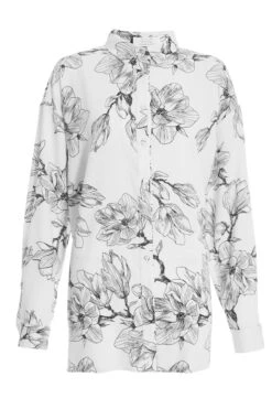 Cream Floral Long Sleeved Shirt