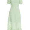 Sage Jacquard Puff Sleeve Midi Dress -Chic Summer Shop 00100037183 ZM
