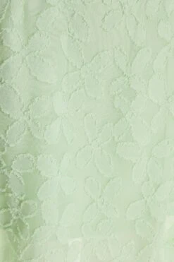 Sage Jacquard Puff Sleeve Midi Dress -Chic Summer Shop 00100037183 ZS